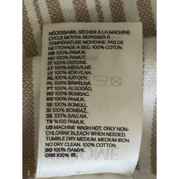 H & M Home 100% cotton beige white striped fringed  31 x 65 oblong table runner - Picture 7 of 10